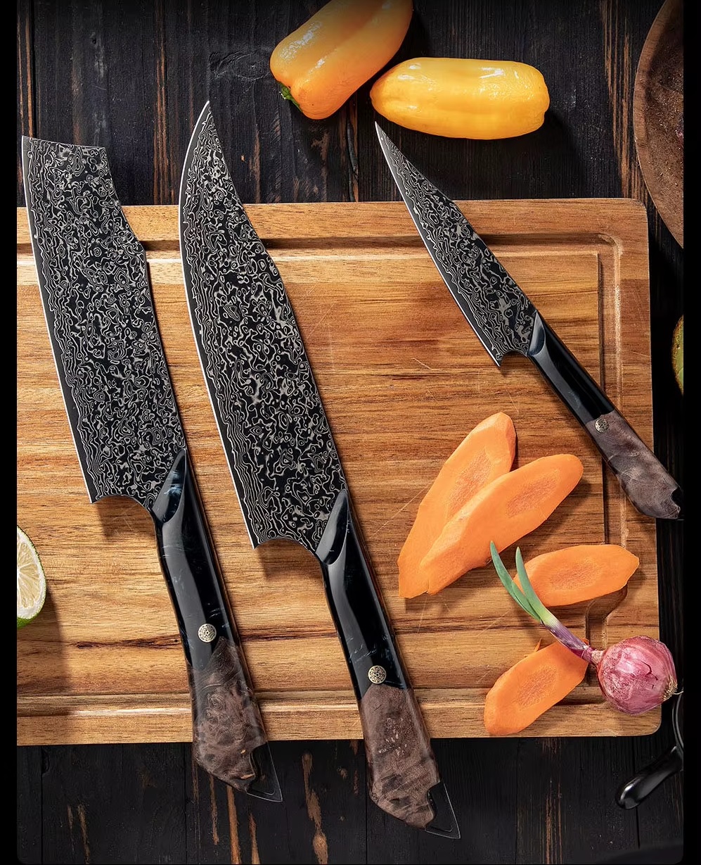 Utility damaškový nůž 6 Black Burl 06